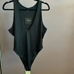 Black V-Neck Bodysuit